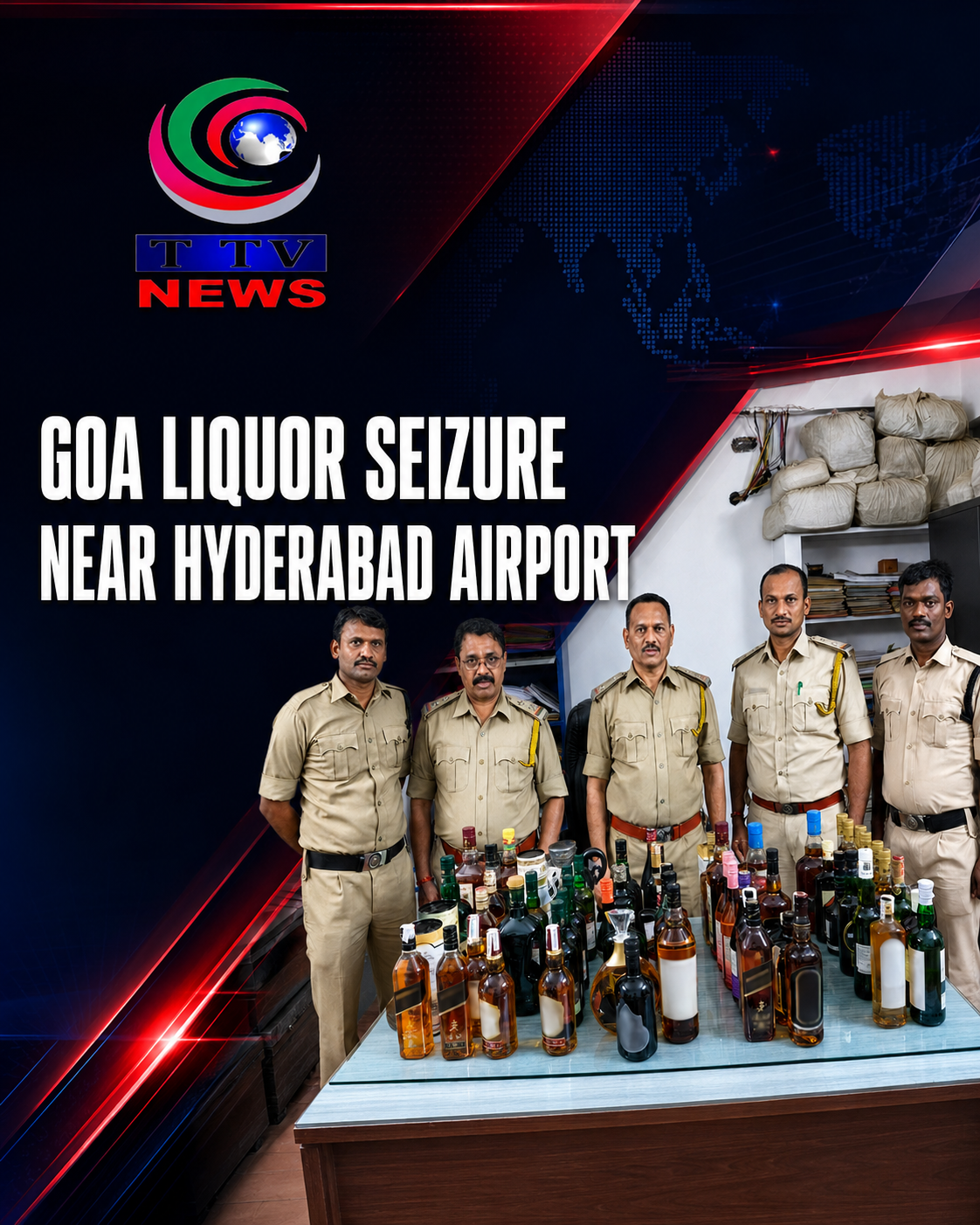 Excise STF seizes 98 Goa liquor bottles near Hyderabad airport
