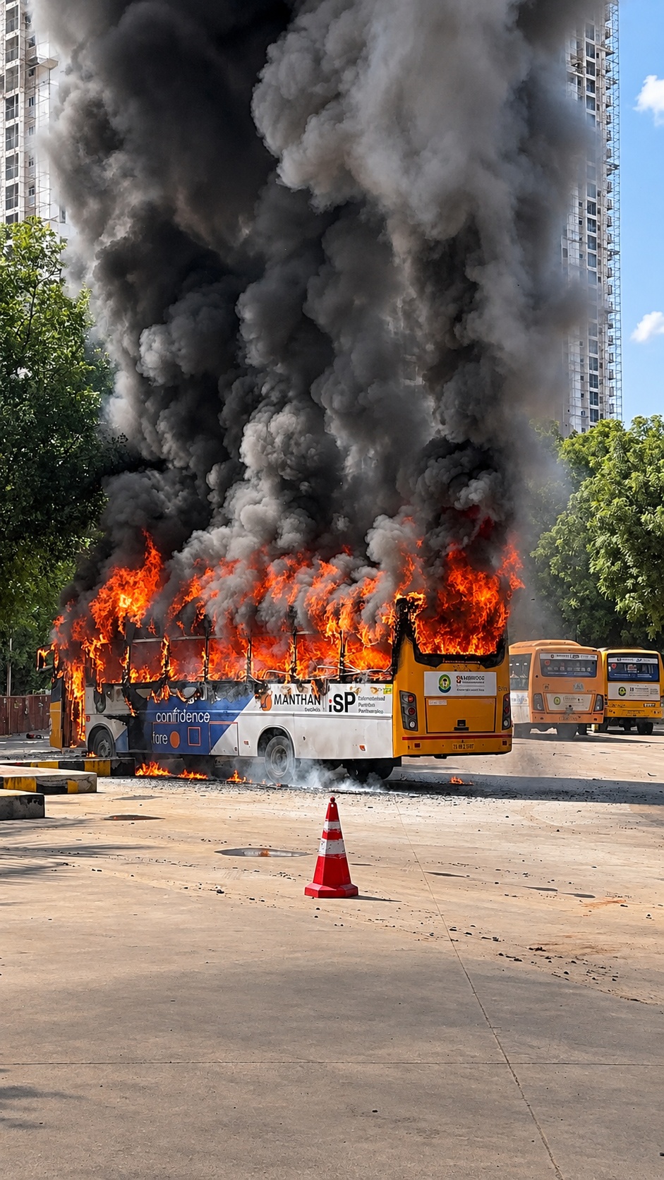 Tellapur School Bus Fire: Parents Demand Safety Answers from Manthan International School