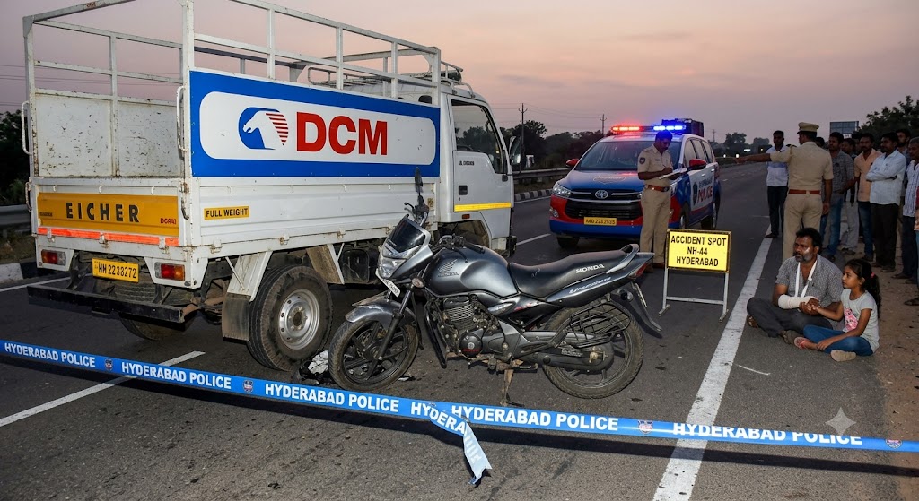 Woman Loses Her Life as Speeding Truck Hits Family Motorcycle on NH-44