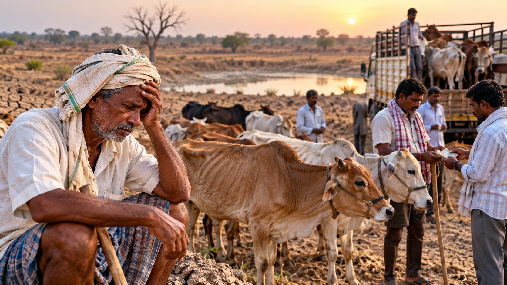 Karnataka Drought Forces Dharwad Farmers to Sell Cattle at Distress Prices